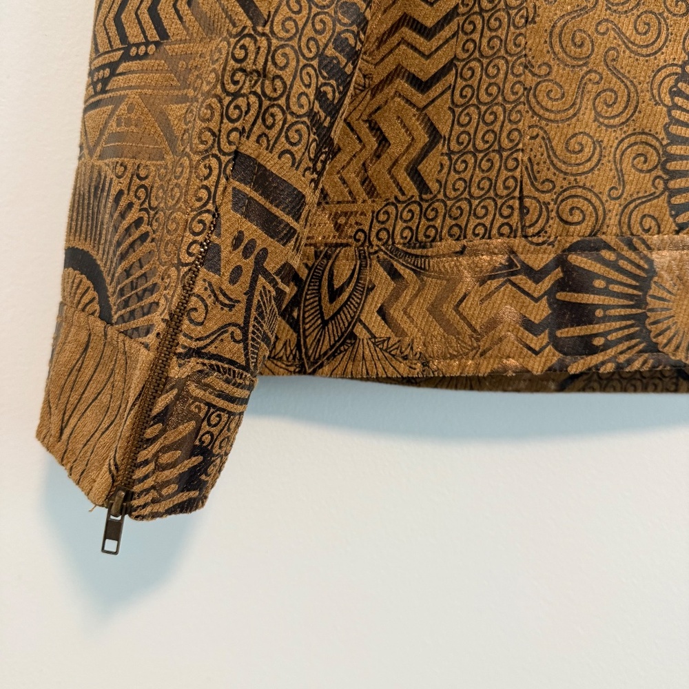 Multiples Women’s Long Sleeve Full Zip Ethnic abstract‎ print Brown Jacket Sz L - Picture 5 of 9